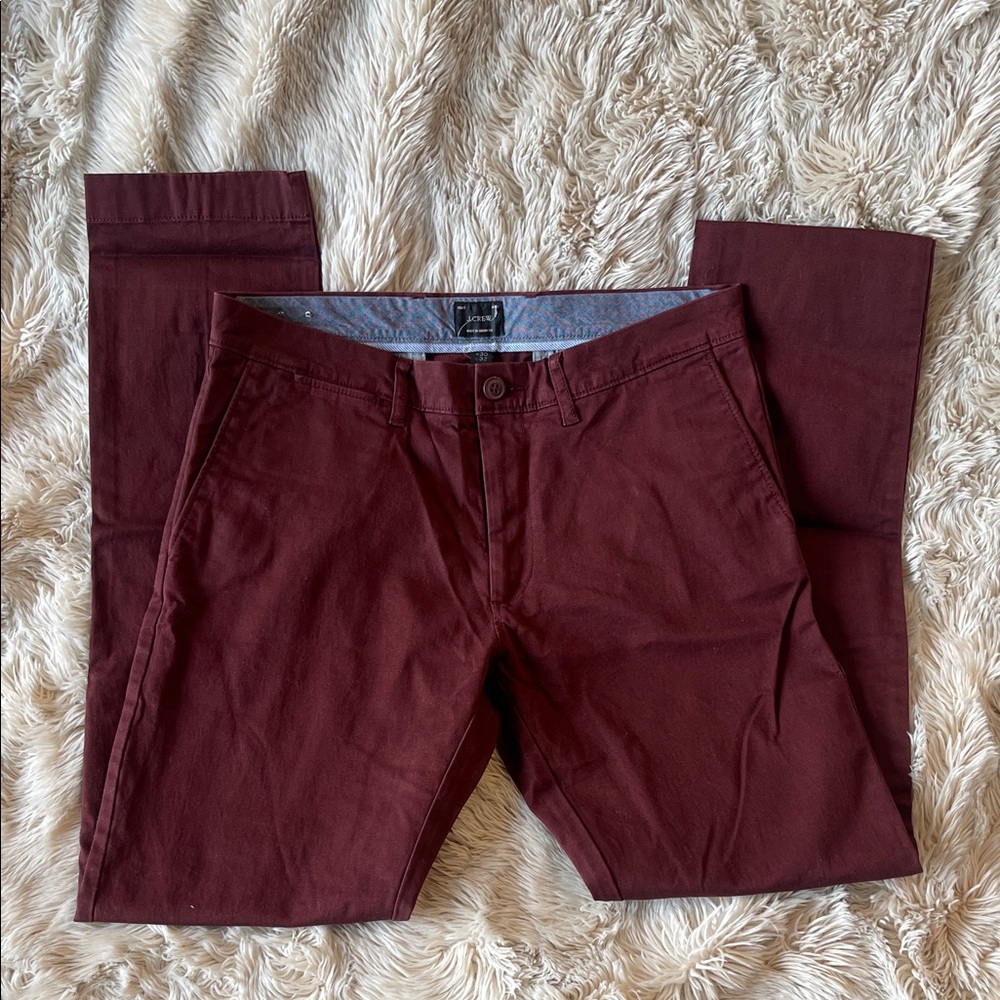 J. Crew Men's Burgundy 484 Slim Chinos